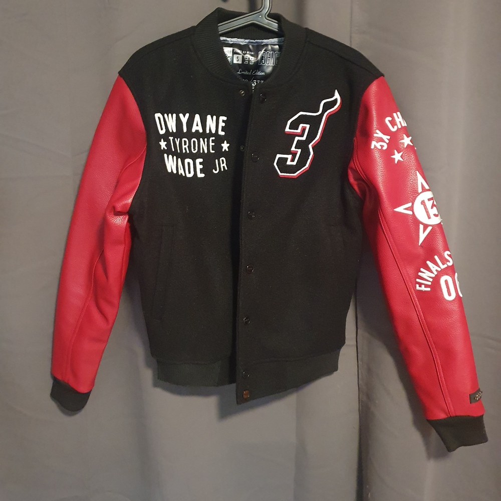 Miami Heat Dwayne Wade Court Culture Black and Red Varsity Jacket